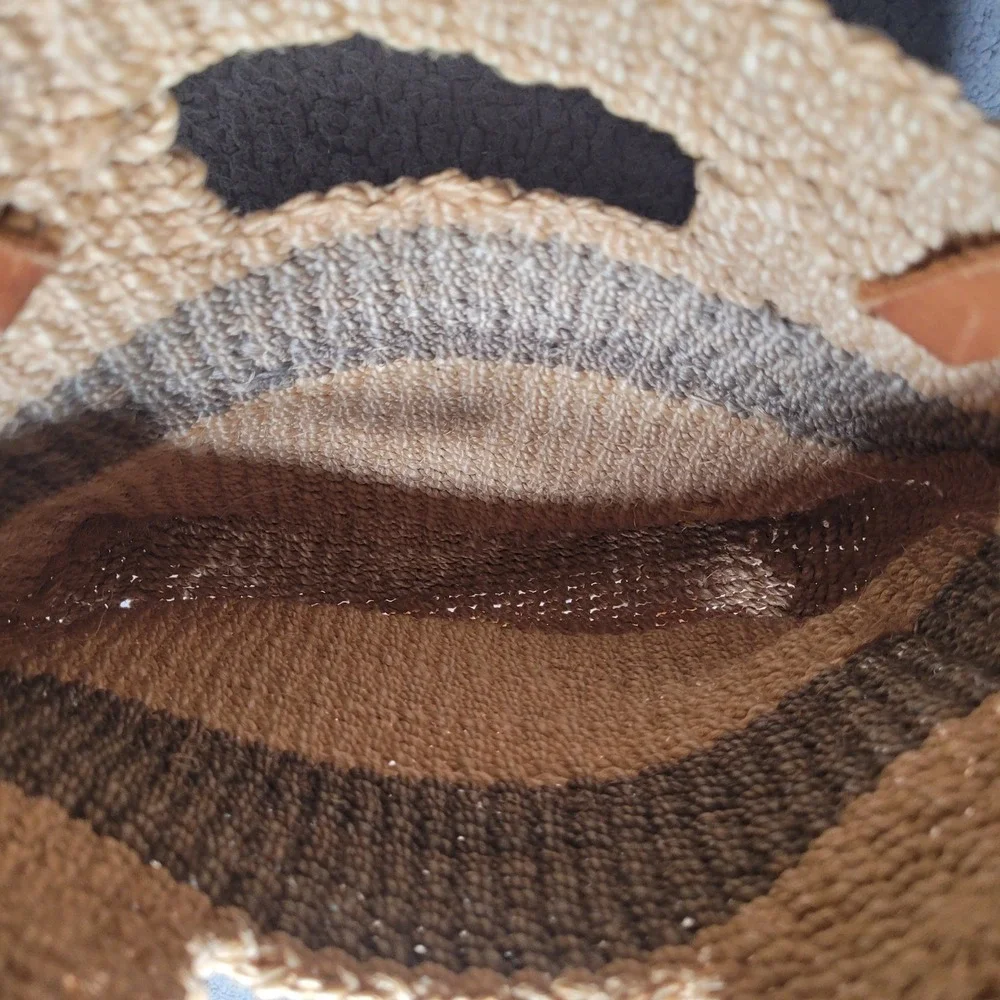 Vintage Esprit Backpack Tan Straw Raffia Woven Boho Leather Strap Beach 90s Y2K